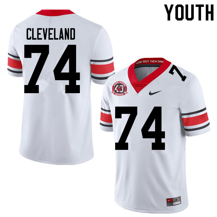 2020 Youth #74 Ben Cleveland Georgia Bulldogs 1980 National Champions 40th Anniversary College Footb